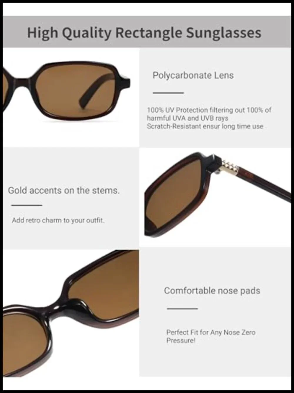 Small Rectangle Sunglasses Women Vintage Retro Thin Frame Y2K UV400